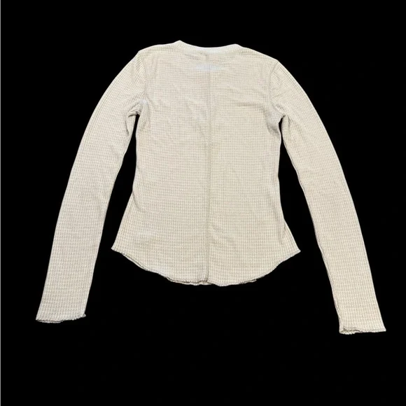 Zenana Henley Top Size Small Oatmeal Long Sleeve Silver Snap Button Closure - Picture 5 of 12